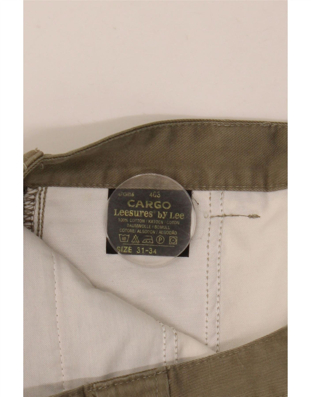 LEE Mens Straight Cargo Trousers W31 L31 Beige Cotton