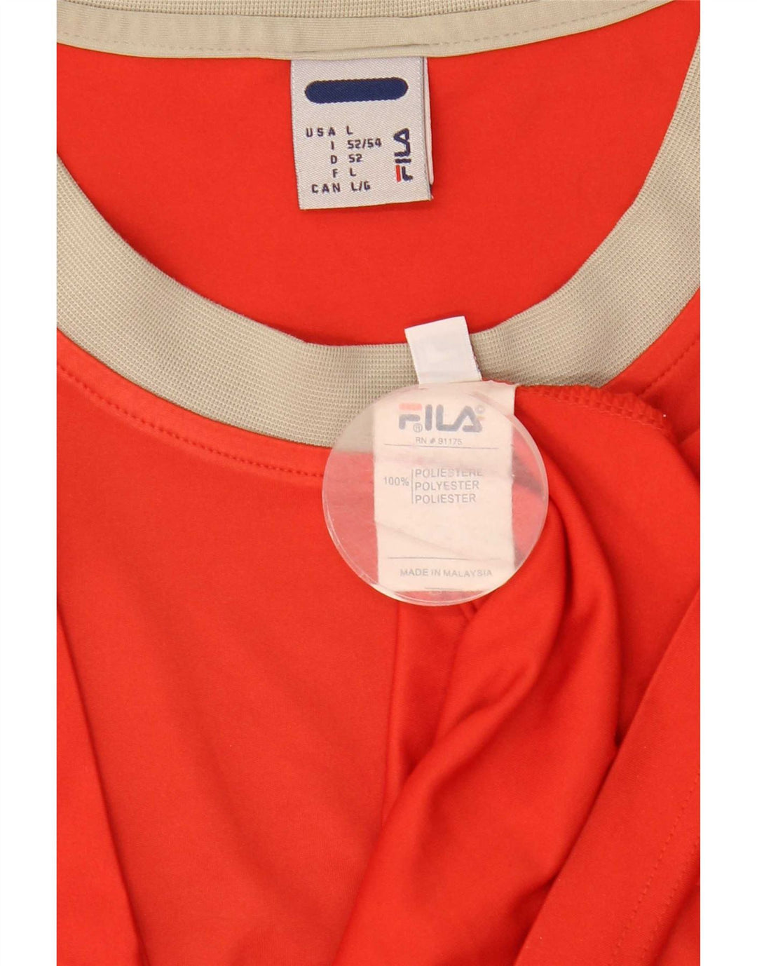 Fila Mens T-Shirt Top IT 52/54 Large Red Colourblock Polyester