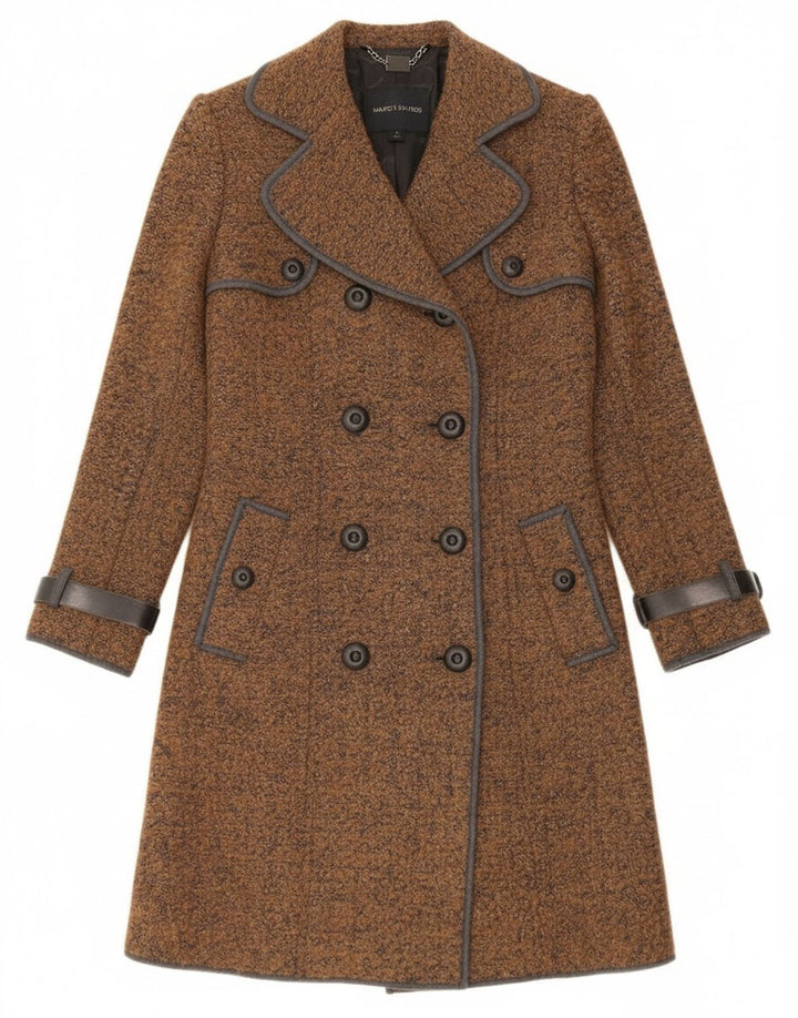 Tenax Womens Double Breasted Coat IT 40 Small Brown Flecked Cotton