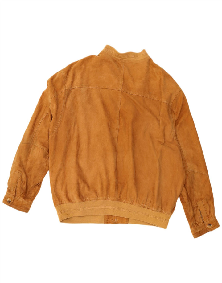 Montes Mens Bomber Leather Jacket UK 42 XL Brown Leather