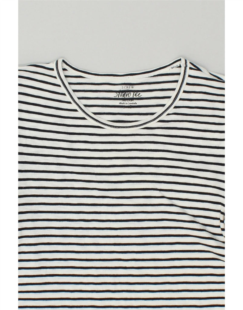 J. CREW Womens T-Shirt Top UK 10 Small White Striped Cotton | Vintage J. Crew | Thrift | Second-Hand J. Crew | Used Clothing | Messina Hembry 