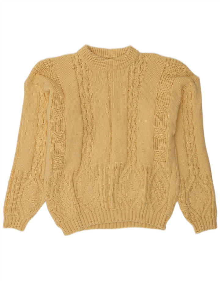 Vintage Mens Crew Neck Jumper Sweater Large Yellow