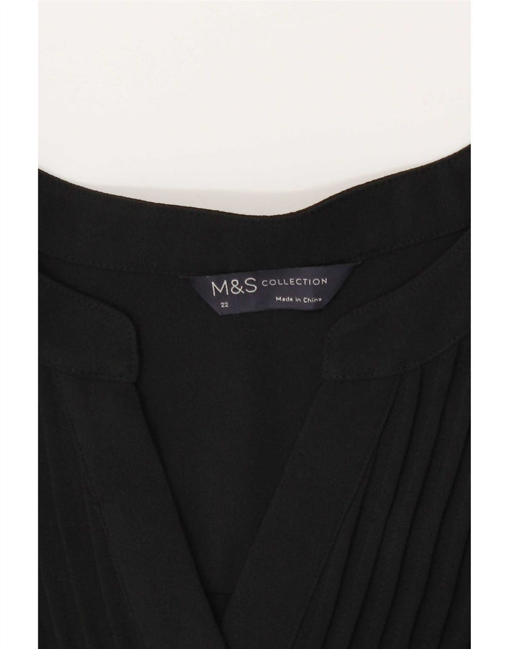 Marks & Spencer Womens Long Sleeve Tunic Top UK 22 3XL Black Polyester