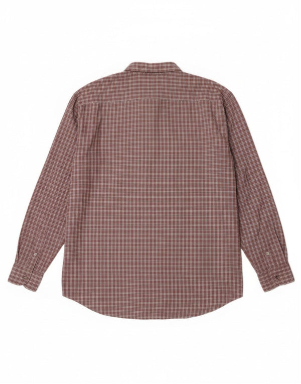 Harmont & Blaine Mens Narrow Fit Shirt 3XL Burgundy Check Cotton