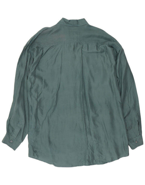 Brugi Mens Shirt Large Green Silk
