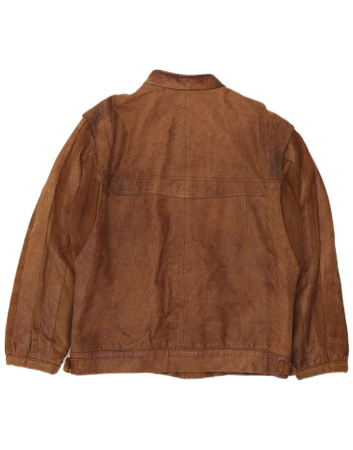 VINTAGE Mens Leather Jacket IT 52 XL Brown Leather
