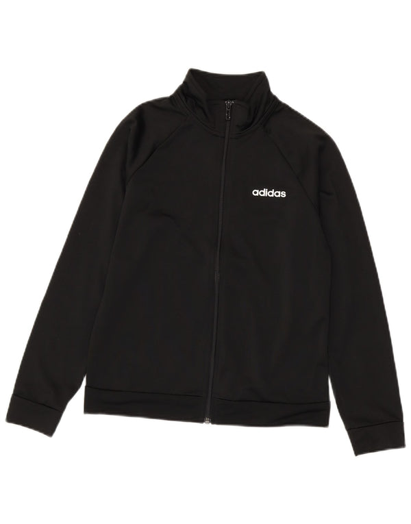 Adidas Boys Tracksuit Top Jacket 11-12 Years Black Polyester