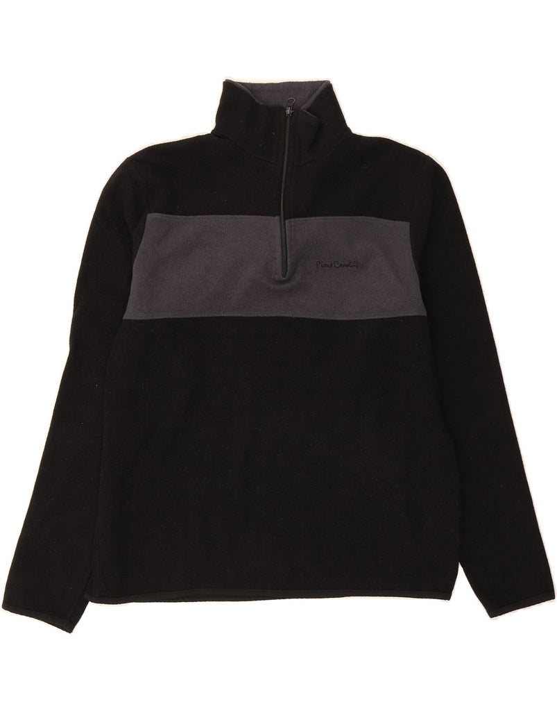 PIERRE CARDIN Mens Paris Zip Neck Fleece Jumper Medium Black Colourblock Vintage Pierre Cardin and Second-Hand Pierre Cardin from Messina Hembry 