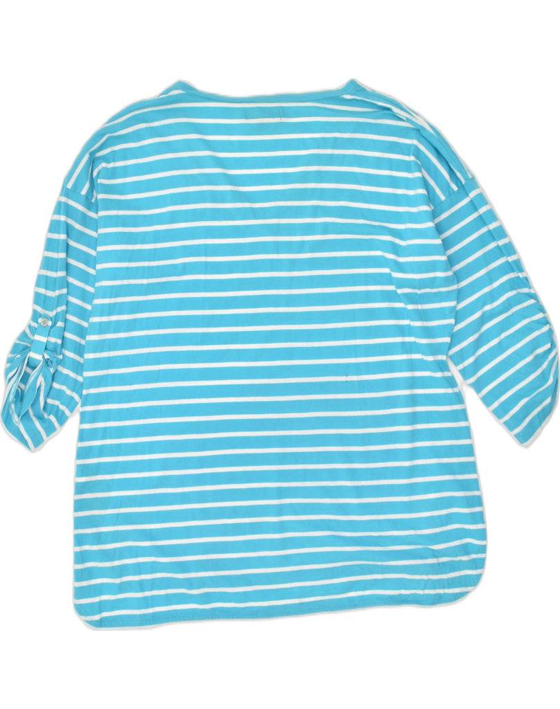 NAUTICA Womens Top 3/4 Sleeve UK 20 2XL Blue Striped Cotton | Vintage Nautica | Thrift | Second-Hand Nautica | Used Clothing | Messina Hembry 