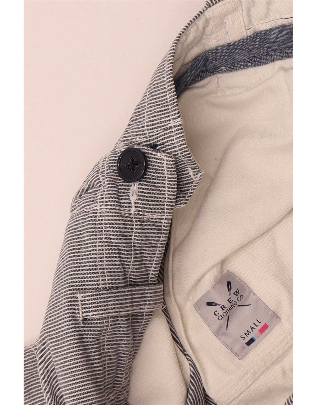 Crew Clothing Mens Cargo Shorts Small W29 Grey Pinstripe Cotton