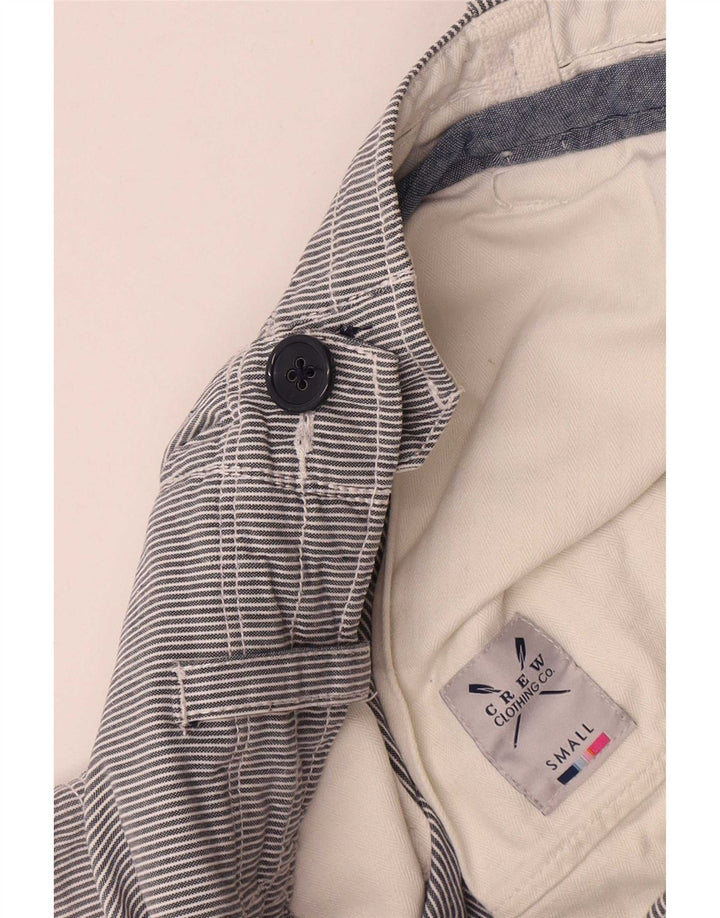 Crew Clothing Mens Cargo Shorts Small W29 Grey Pinstripe Cotton