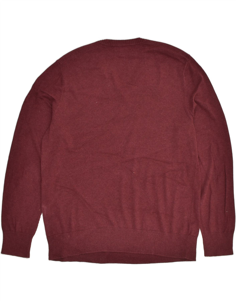 BANANA REPUBLIC Mens V-Neck Jumper Sweater Large Maroon Cotton | Vintage Banana Republic | Thrift | Second-Hand Banana Republic | Used Clothing | Messina Hembry 