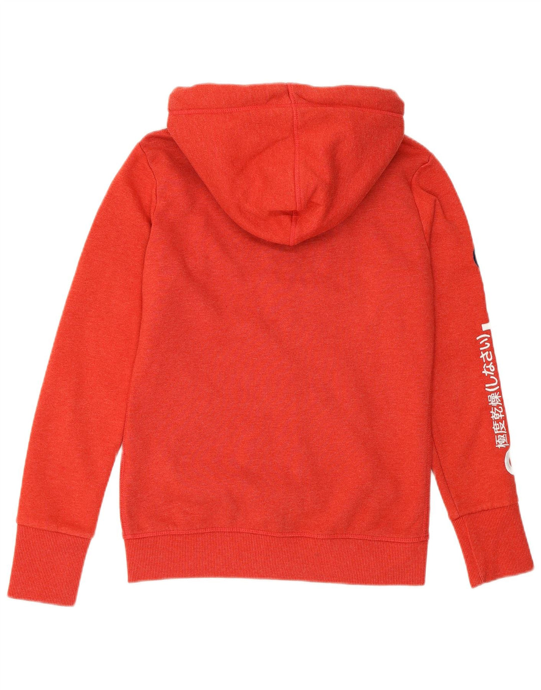 SUPERDRY Womens Graphic Zip Hoodie Sweater UK 8 Small Orange Cotton
