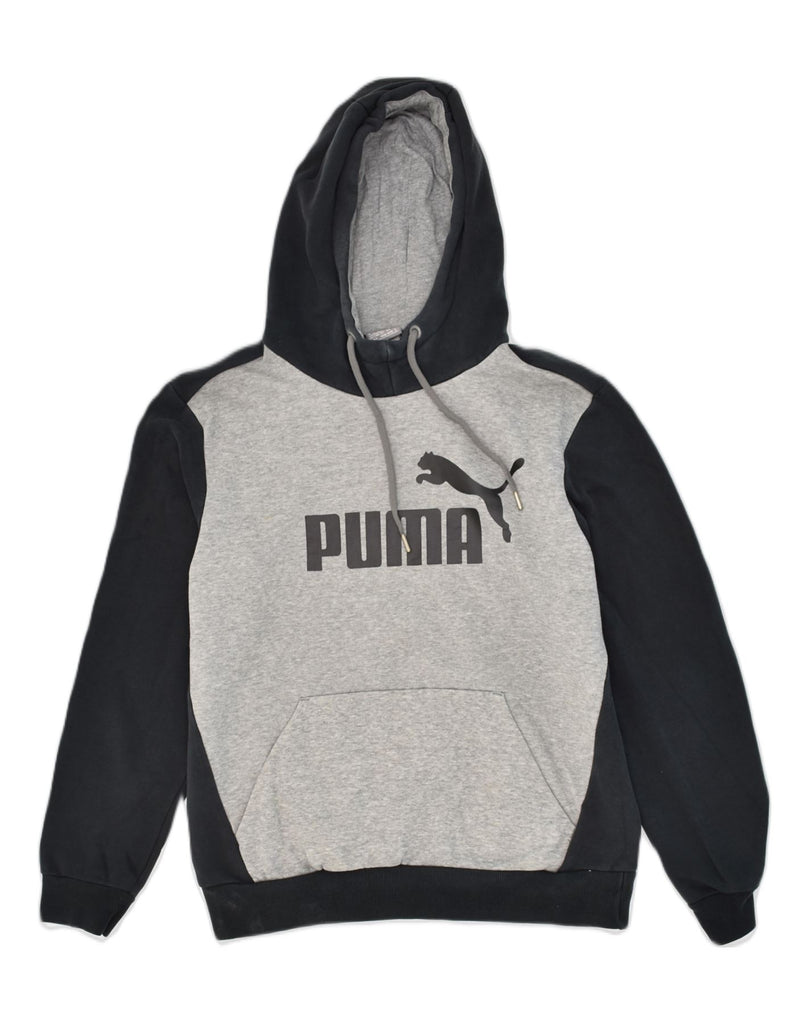 PUMA Mens Graphic Hoodie Jumper Small Black Colourblock Cotton | Vintage Puma | Thrift | Second-Hand Puma | Used Clothing | Messina Hembry 