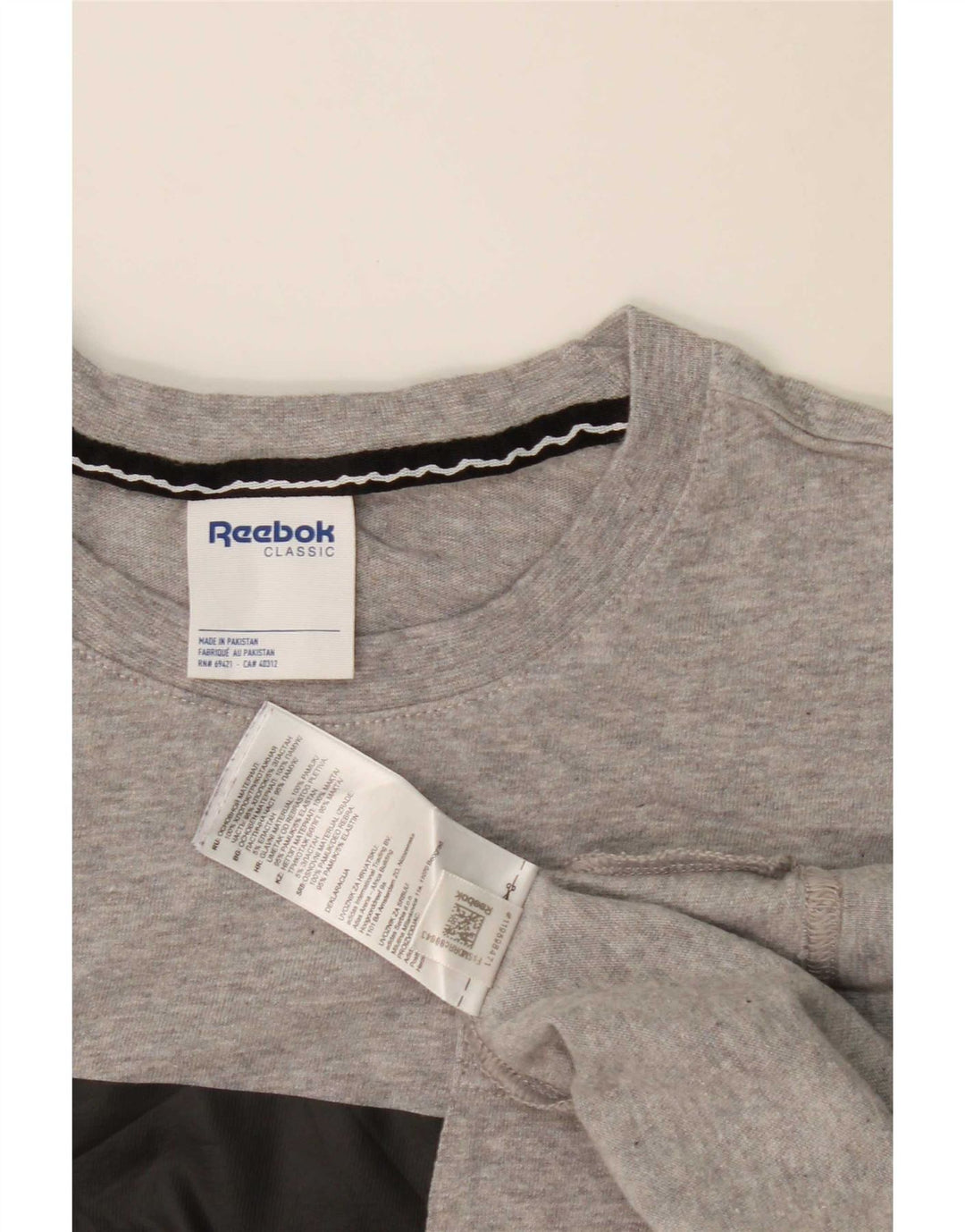 Reebok Mens T-Shirt Top Large Grey Colourblock Cotton
