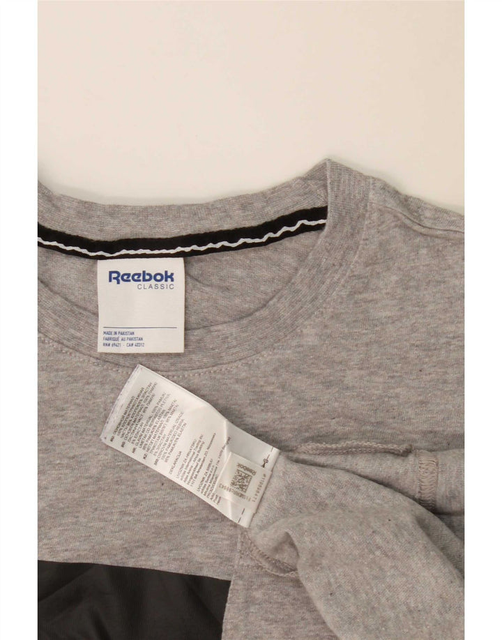 Reebok Mens T-Shirt Top Large Grey Colourblock Cotton