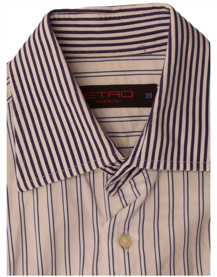 Etro Mens Shirt Size 39 Medium White Striped