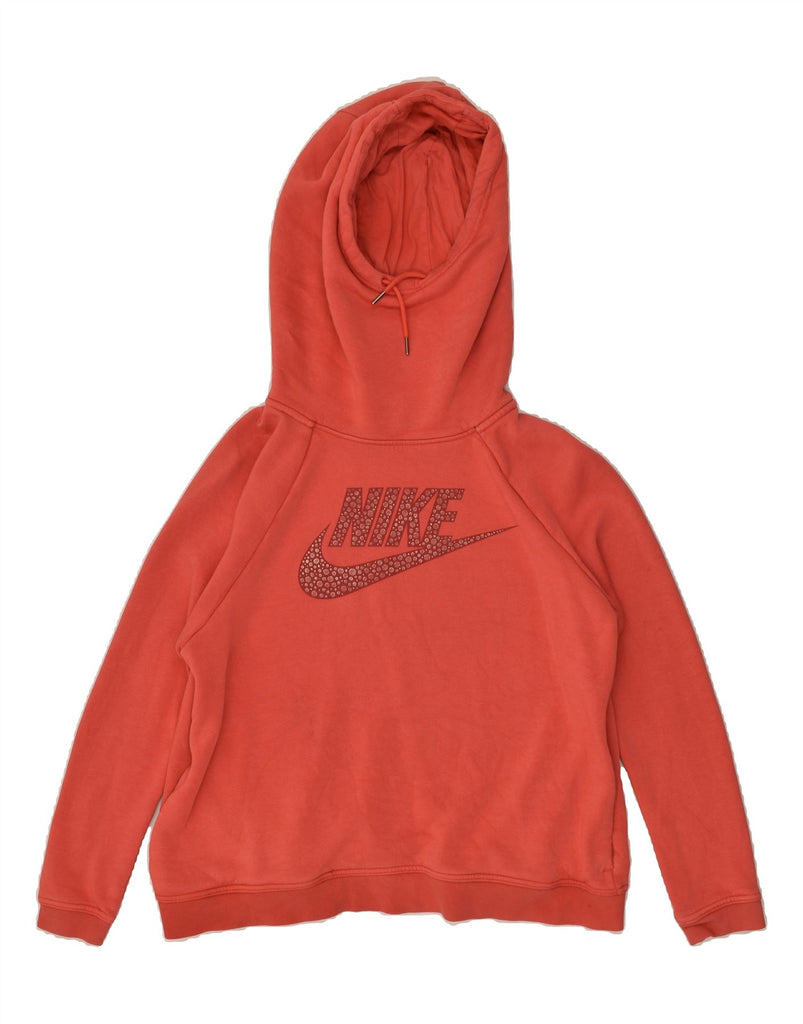 NIKE Womens Graphic Hoodie Jumper UK 16 Large Red Cotton | Vintage Nike | Thrift | Second-Hand Nike | Used Clothing | Messina Hembry 