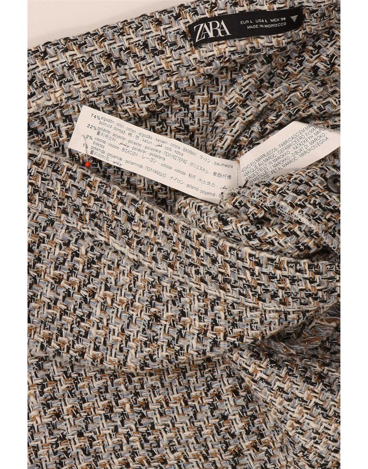 Zara Womens A-Line Skirt Large W30 Grey Flecked Cotton