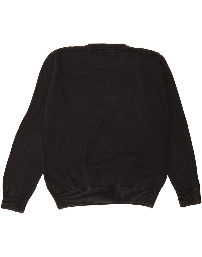 WRANGLER Mens Crew Neck Jumper Sweater Large Black Striped Cotton Vintage Wrangler and Second-Hand Wrangler from Messina Hembry 