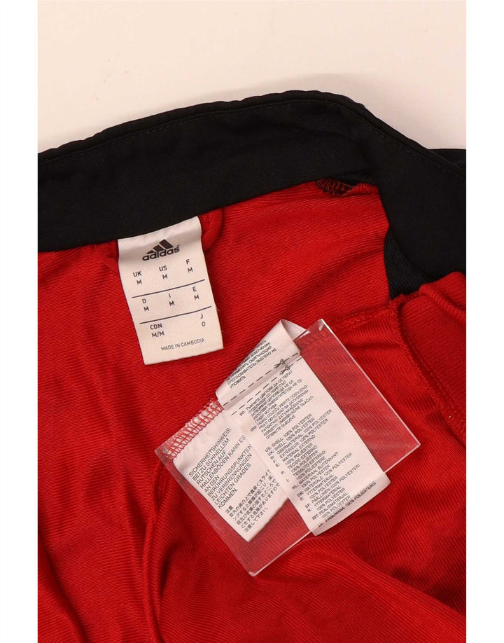 Adidas Mens Tracksuit Top Jacket Medium Red Colourblock Polyester