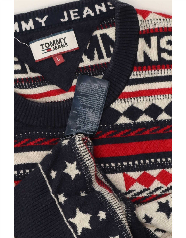 Tommy Hilfiger Mens Crew Neck Jumper Sweater Large Multicoloured Striped