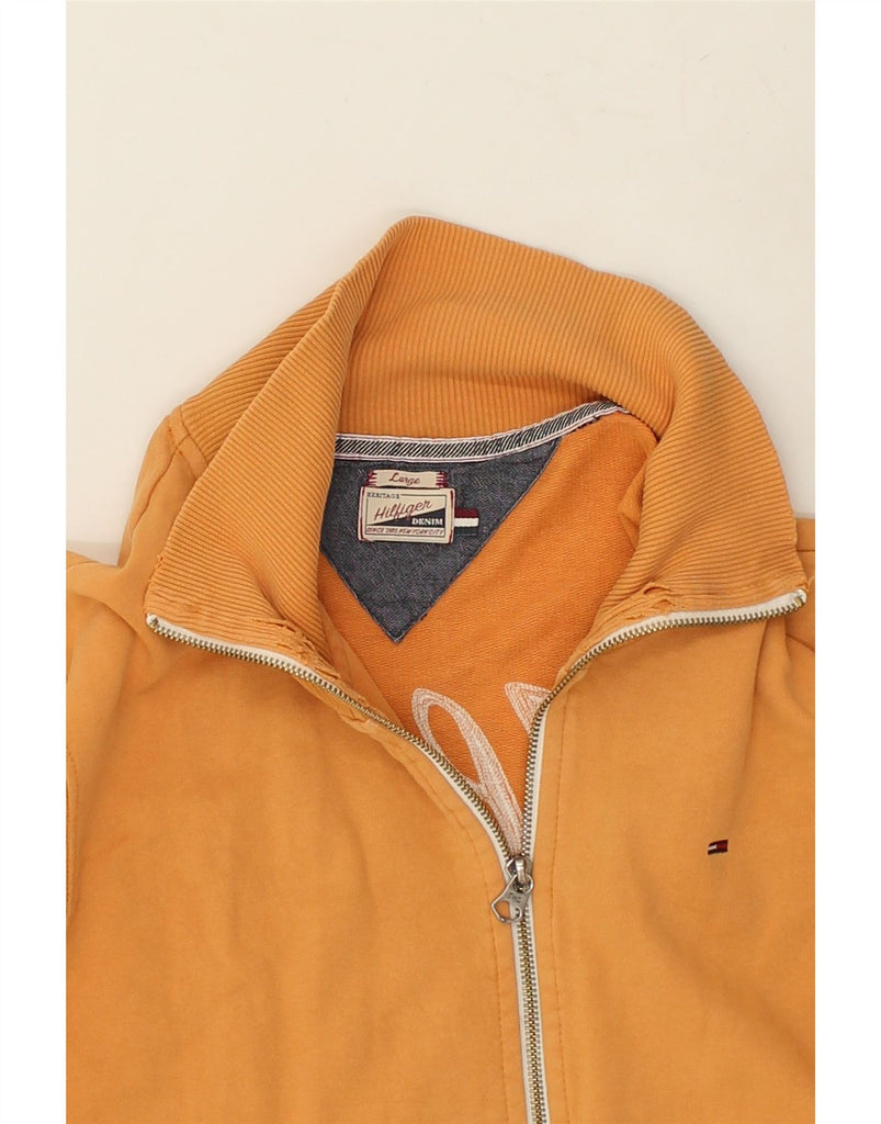 TOMMY HILFIGER Mens Graphic Tracksuit Top Jacket Large Orange Cotton | Vintage Tommy Hilfiger | Thrift | Second-Hand Tommy Hilfiger | Used Clothing | Messina Hembry 