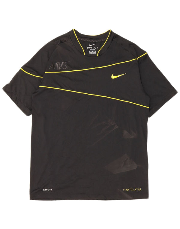 Nike Mens Dri Fit Graphic T-Shirt Top UK 38/40 Medium Black Striped