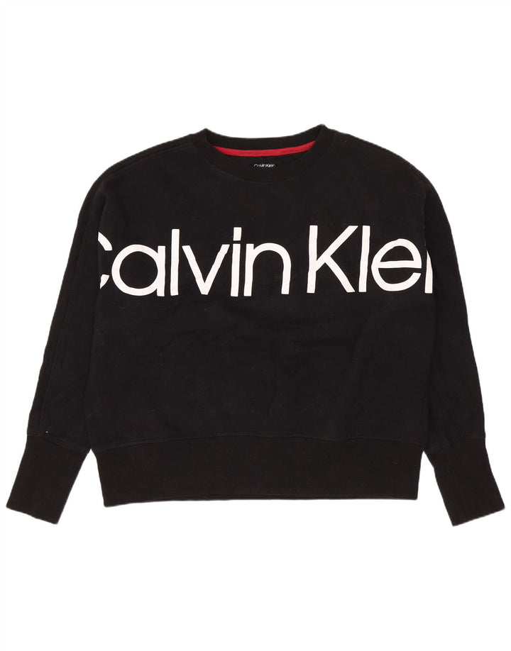 Calvin Klein Womens Graphic Oversized Sweatshirt Jumper UK 14 Medium Black