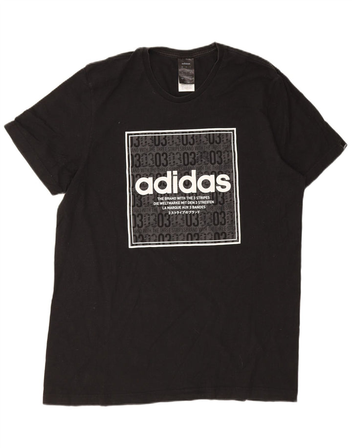 Adidas Mens Graphic T-Shirt Top Large Black Cotton
