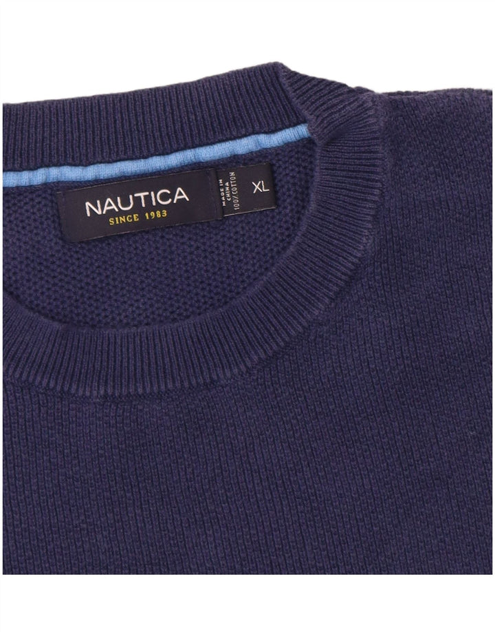 NAUTICA Womens Crew Neck Jumper Sweater UK 18 XL Navy Blue Cotton