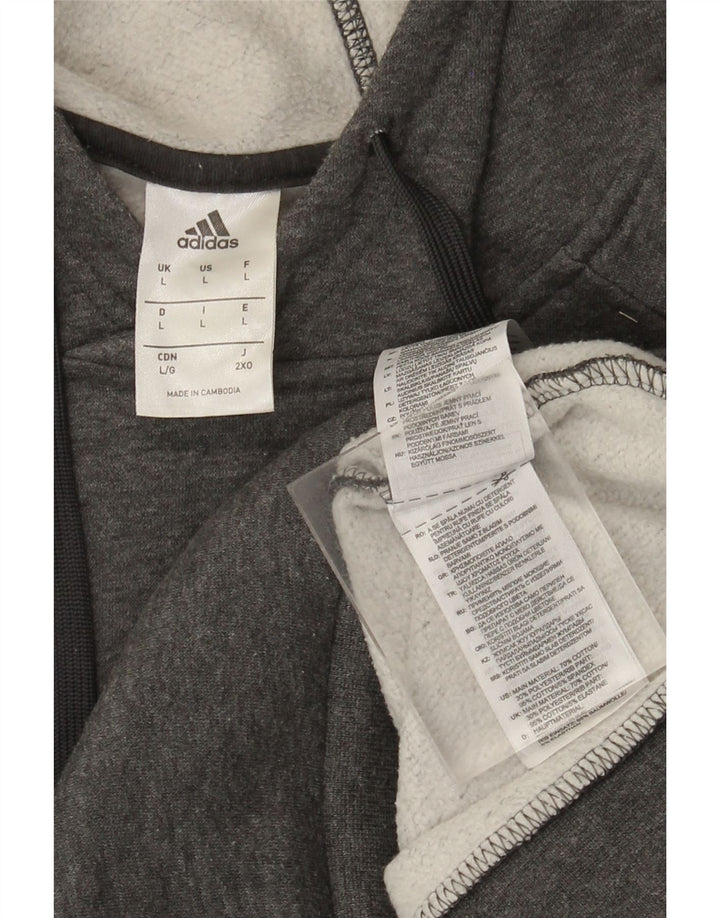 Adidas Mens Hoodie Jumper Large Grey Cotton