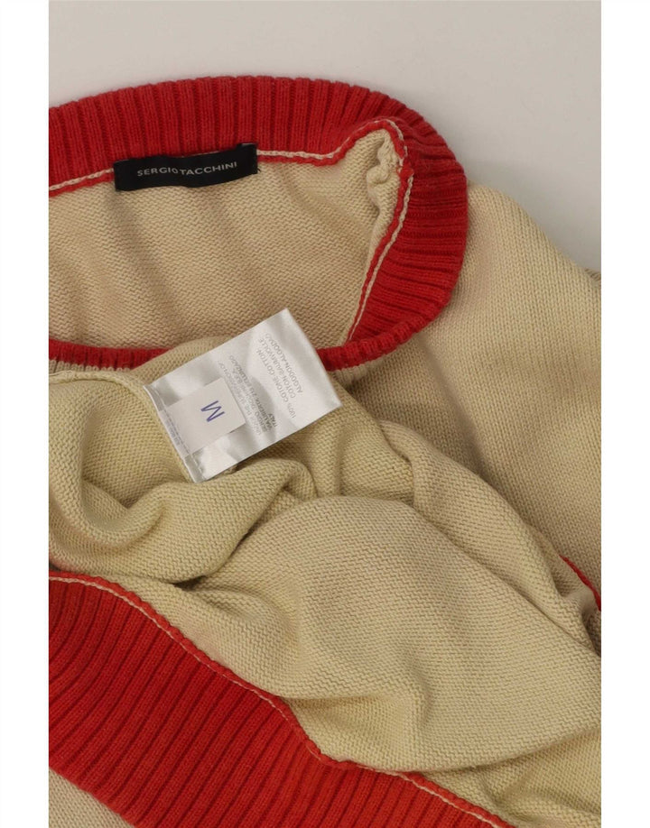 Sergio Tacchini Mens Crew Neck Jumper Sweater Medium Beige Cotton