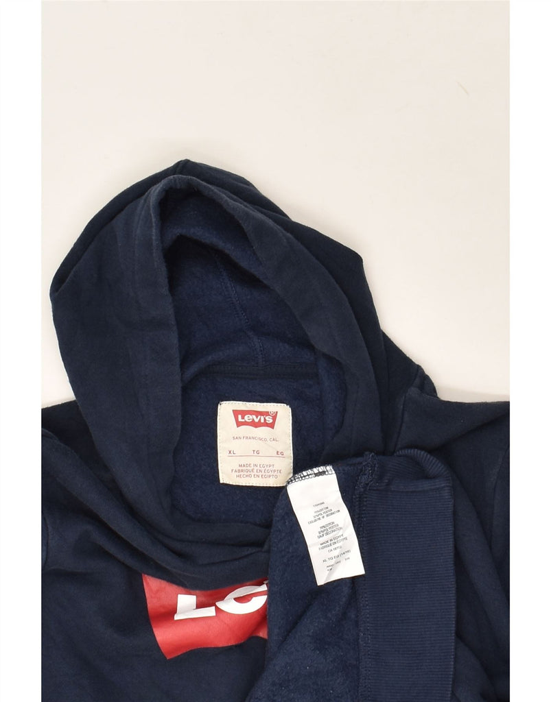 LEVI'S Boys Graphic Hoodie Jumper 14-15 Years XL Navy Blue Cotton | Vintage Levi's | Thrift | Second-Hand Levi's | Used Clothing | Messina Hembry 