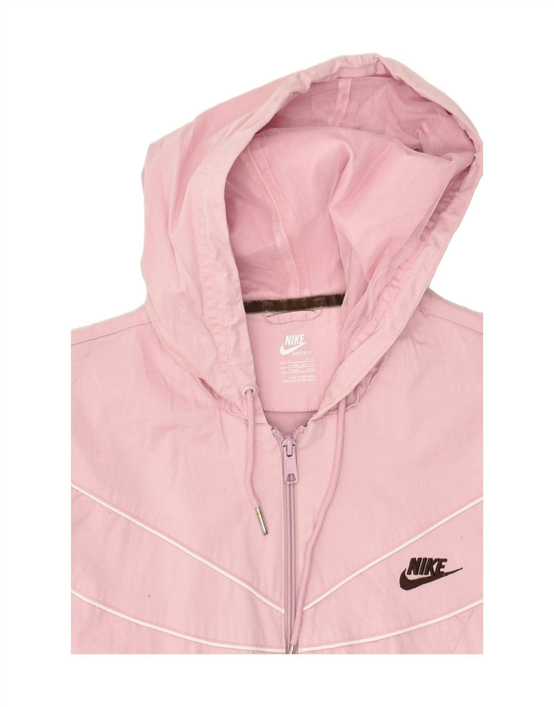 NIKE Womens Hooded Rain Jacket UK 16/18 XL Pink Cotton | Vintage Nike | Thrift | Second-Hand Nike | Used Clothing | Messina Hembry 