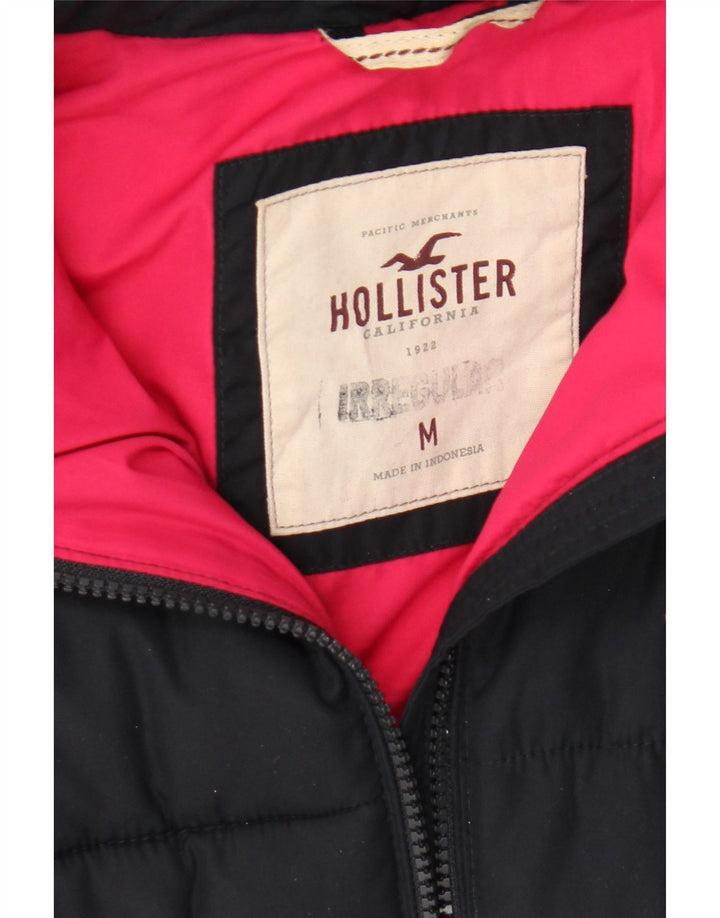 Hollister Womens Hooded Padded Jacket UK 12 Medium Navy Blue Polyester