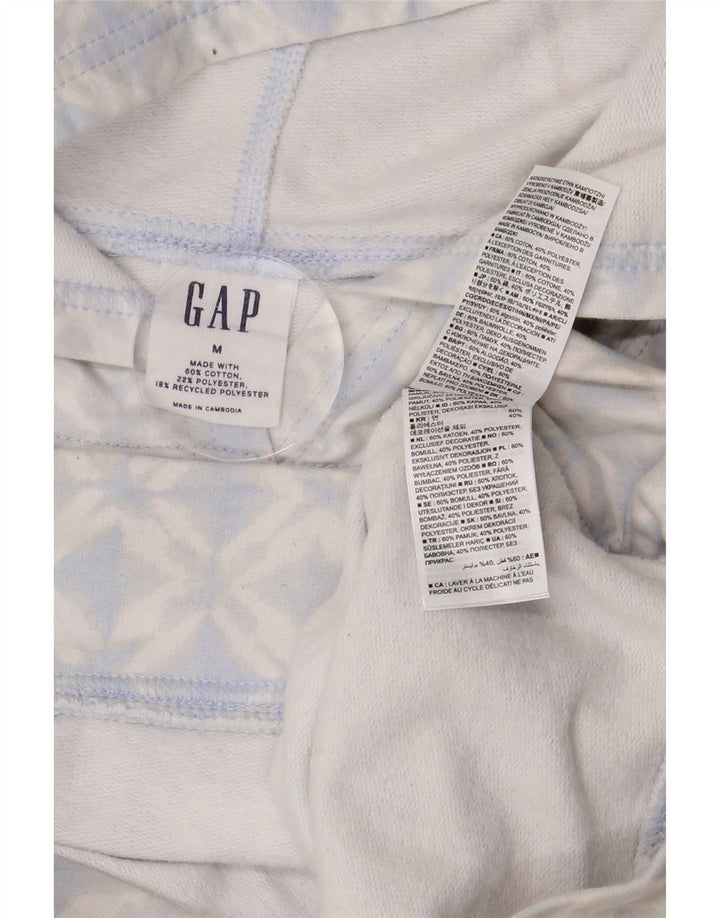 GAP Womens Graphic Hoodie Jumper UK 14 Medium Grey Geometric Cotton