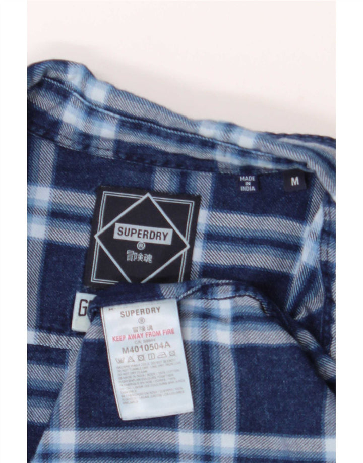 Superdry Mens Flannel Shirt Medium Navy Blue Cotton