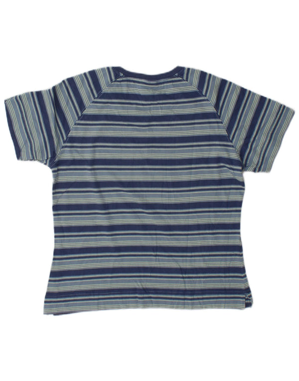 Adidas Womens Crop Graphic T-Shirt Top UK 12 Medium Blue Striped Cotton