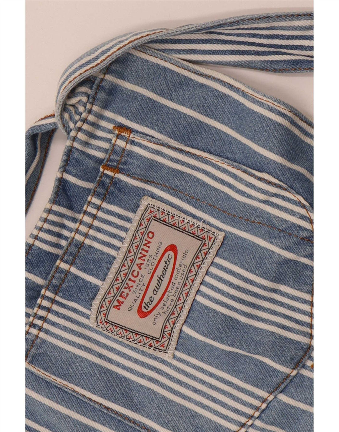 Vintage Womens Dungarees Shorts W28 Medium Blue Striped