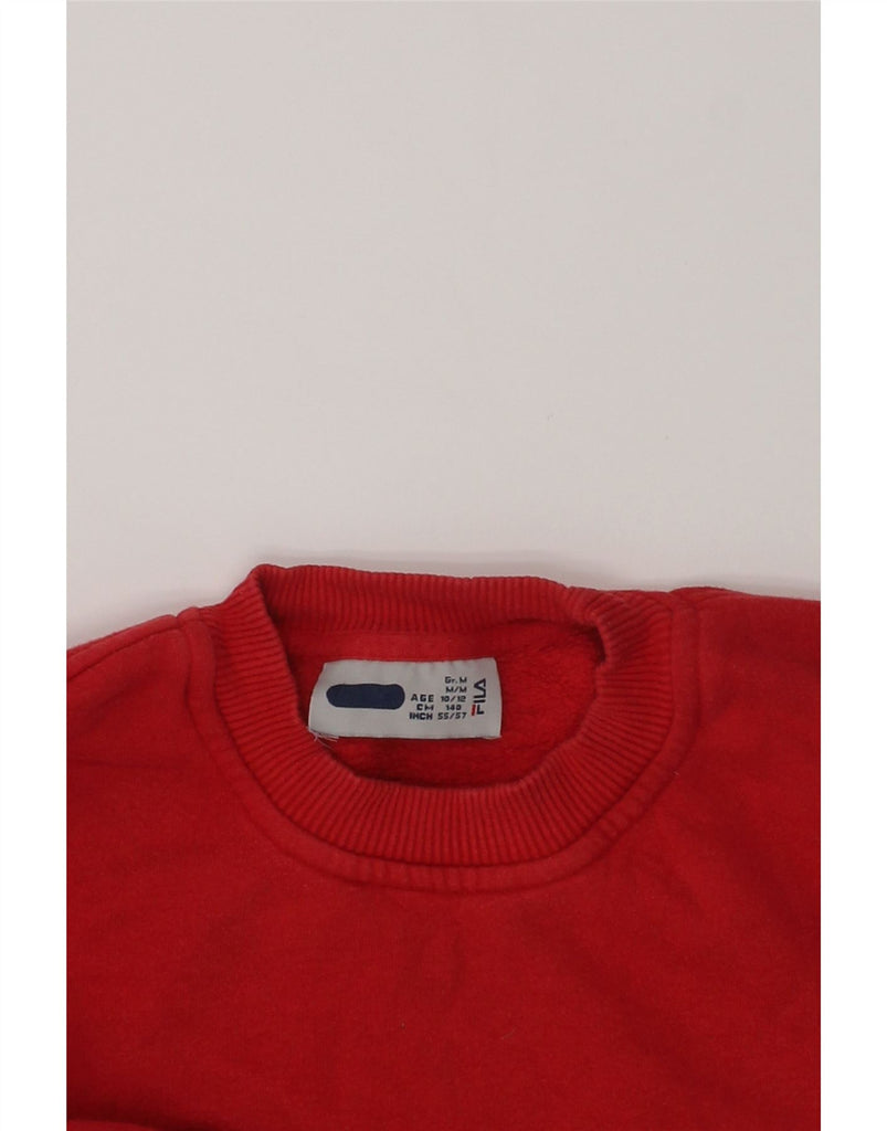 FILA Boys Graphic Sweatshirt Jumper 10-11 Years Medium Red Cotton | Vintage Fila | Thrift | Second-Hand Fila | Used Clothing | Messina Hembry 