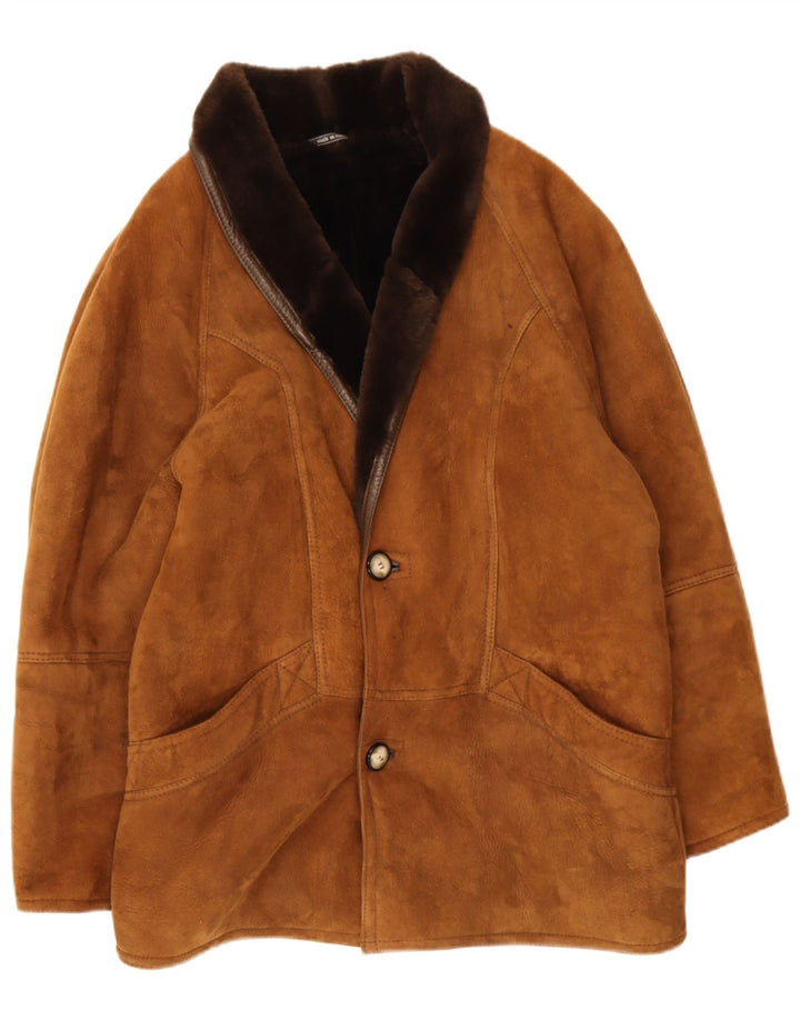 Vintage Mens Shearling Jacket IT 48 Medium Brown