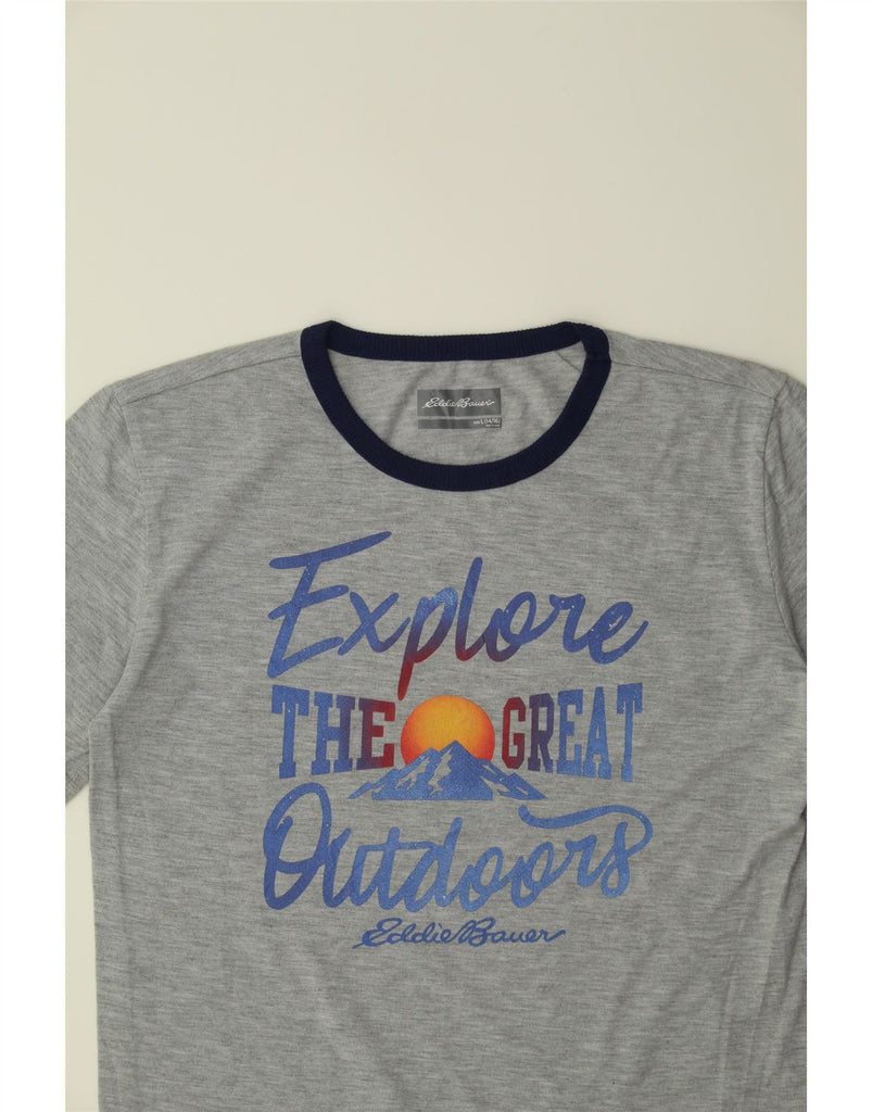 EDDIE BAUER Boys Graphic T-Shirt Top 14-15 Years Large Grey Cotton Vintage Eddie Bauer and Second-Hand Eddie Bauer from Messina Hembry 