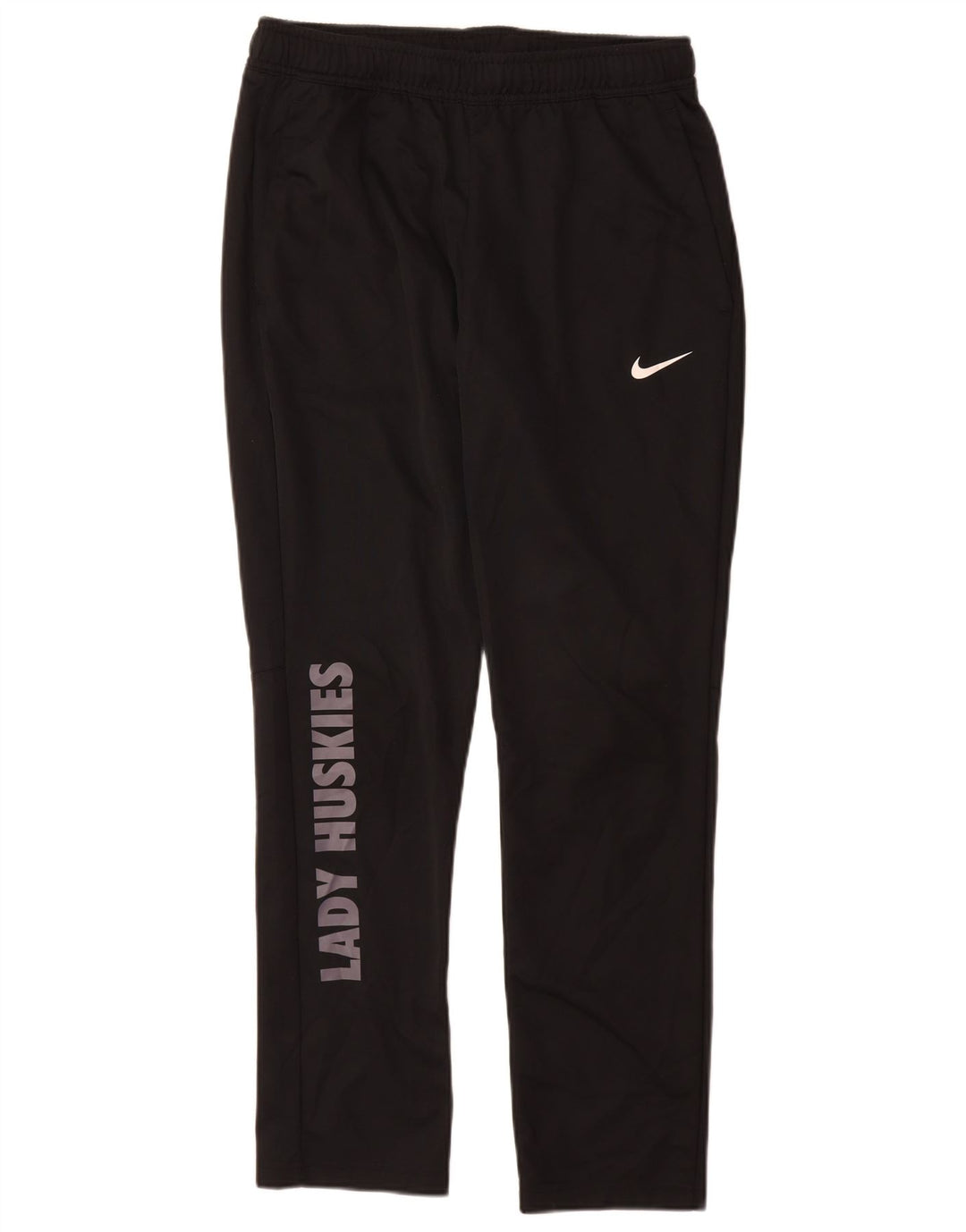 Nike Womens Dri Fit Graphic Tracksuit Trousers UK 14 Medium Black Polyester