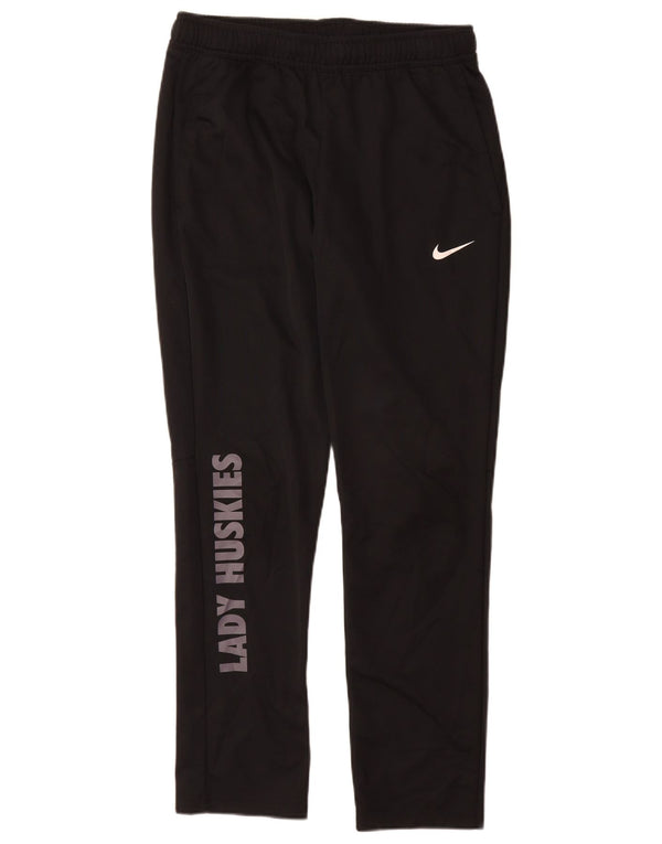 Nike Womens Dri Fit Graphic Tracksuit Trousers UK 14 Medium Black Polyester