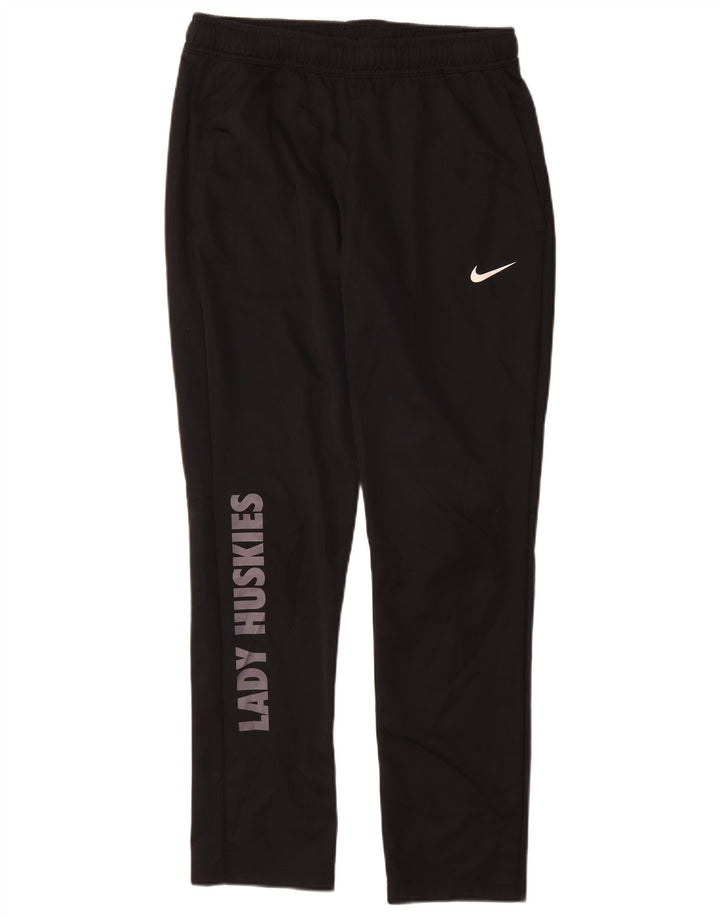 Nike Womens Dri Fit Graphic Tracksuit Trousers UK 14 Medium Black Polyester