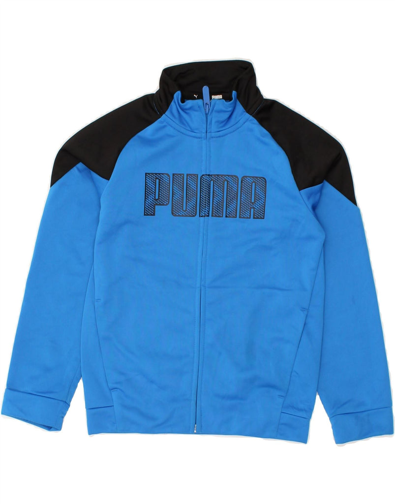 PUMA Boys Graphic Tracksuit Top Jacket 7-8 Years Blue Colourblock | Vintage Puma | Thrift | Second-Hand Puma | Used Clothing | Messina Hembry 