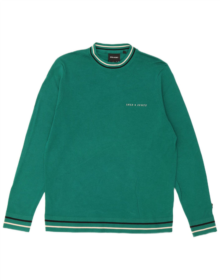 Lyle & Scott Mens Regular Fit Crew Neck Jumper Sweater Medium Green Cotton