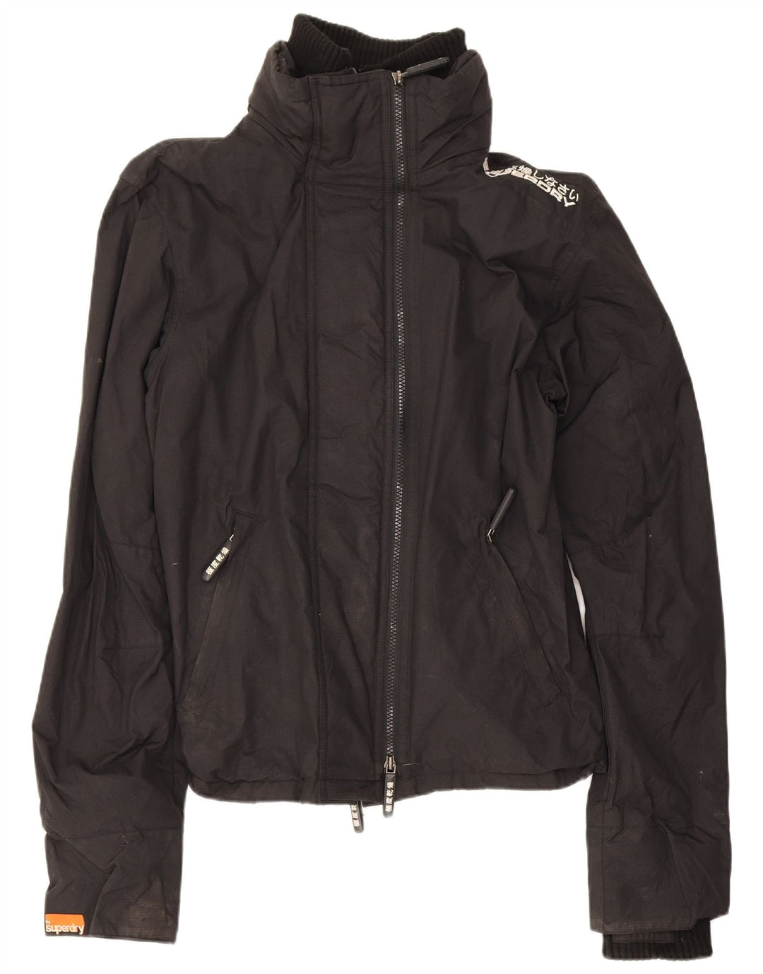 Superdry Mens Rain Jacket UK 36 Small Black Nylon