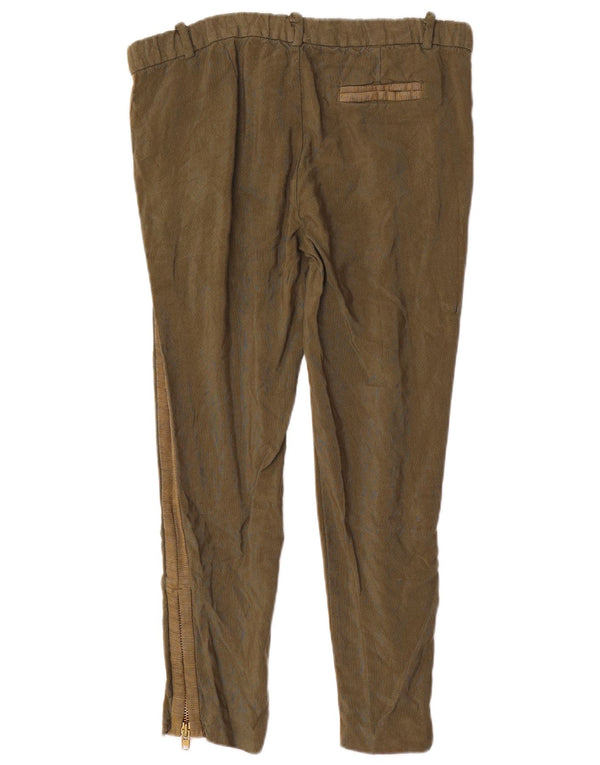 Zara Womens Crop Slim Chino Trousers XS W24 L25 Khaki Viscose